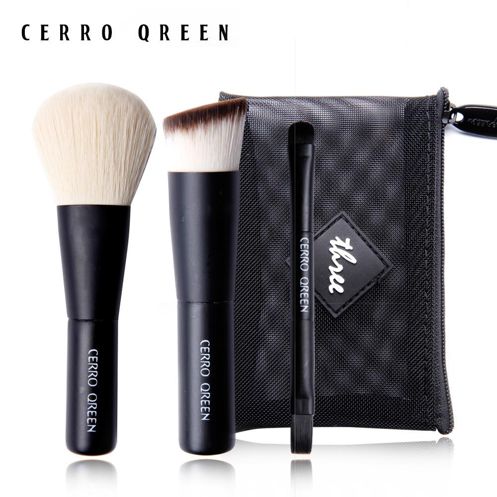 Cerro Qreen แบบพกพาสะดวกรุ่นมินิ 3 ชุดแปรงแต่งหน้าแปรงบลัชออน + แปรงแป้งรองพื้น + แปรง + แปรงทาอายแชโดว์ Cerro Qreen แบบพกพาสะดวกรุ่นมินิ 3 ชุดแปรงแต่งหน้าแปรงบลัชออน + แปรงแป้งรองพื้น + แปรง + แปรงทาอายแชโดว์