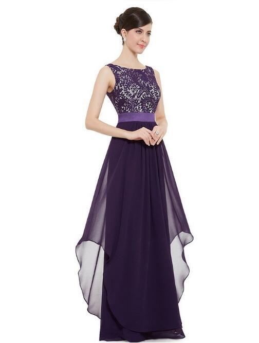 ชุดเดรสยาว แขนกุด ZASHION Elegant Lace Dinner Dress