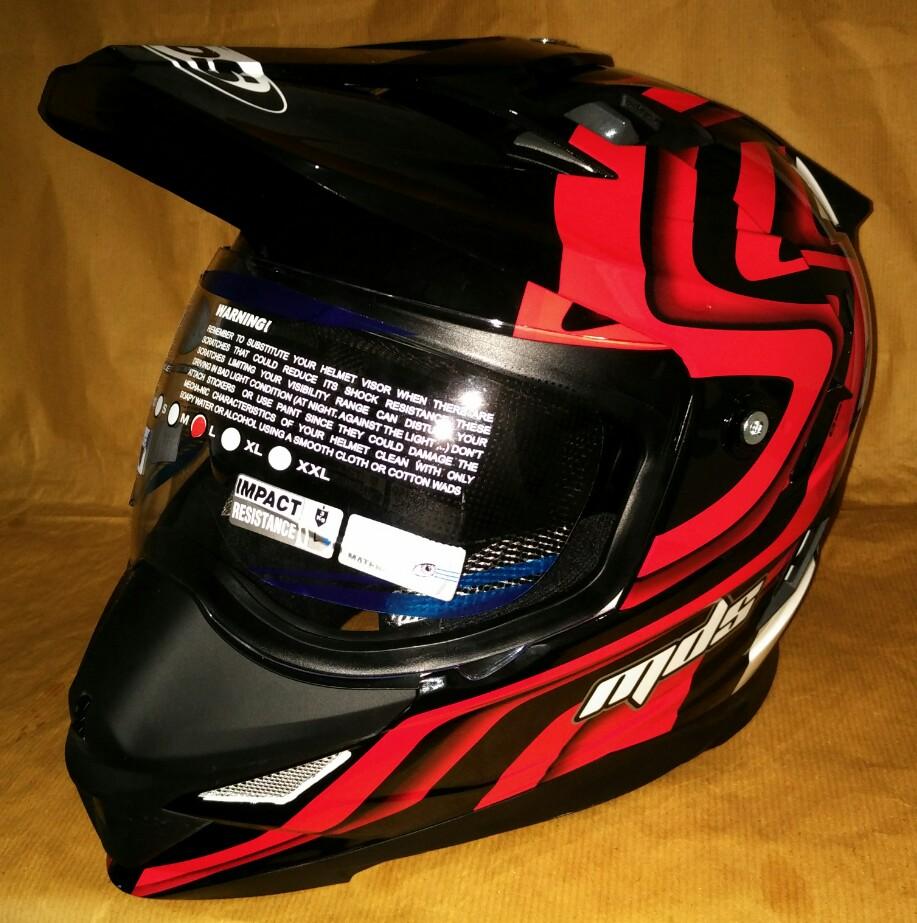 Helm MDS Super Pro MDS Supermoto 1 Black White Red Original Lazada