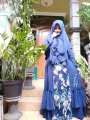 REALPICT SET GAMIS SYARI BAJU MUSLIM PESTA MEWAH CERUTY BABY DOLL KHIMAR 2 LAYER BUSUI JUMBO MURAH (navy) 2