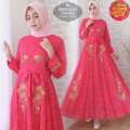 DRESS BRUKAT IMPORT GAMIS JUMBO MEWAH BAJU PESTA MODERN MODEL TERLARIS BORDIR BUNGA ASLI REALPIC ORI (Mustard) 1