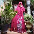 REALPICT SET GAMIS SYARI BAJU MUSLIM PESTA MEWAH CERUTY BABY DOLL KHIMAR 2 LAYER BUSUI JUMBO MURAH (navy) 1