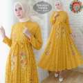 DRESS BRUKAT IMPORT GAMIS JUMBO MEWAH BAJU PESTA MODERN MODEL TERLARIS BORDIR BUNGA ASLI REALPIC ORI (Mustard) 5