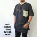Kurta Pocket Lis Hedlong Simple Baju Muslim Gamis Syari Pria Sunnah Lengan pendek Panjang Termurah (SW305 M) 2