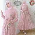 DRESS BRUKAT IMPORT GAMIS JUMBO MEWAH BAJU PESTA MODERN MODEL TERLARIS BORDIR BUNGA ASLI REALPIC ORI (Mustard) 4