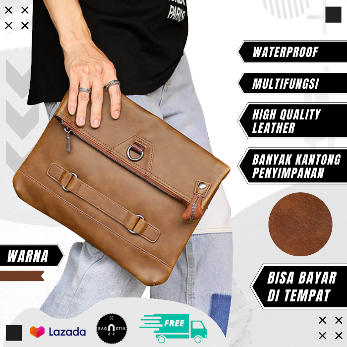 Tas Tangan Clutch Bag Pria Kulit Import Premium Ukuran Besar