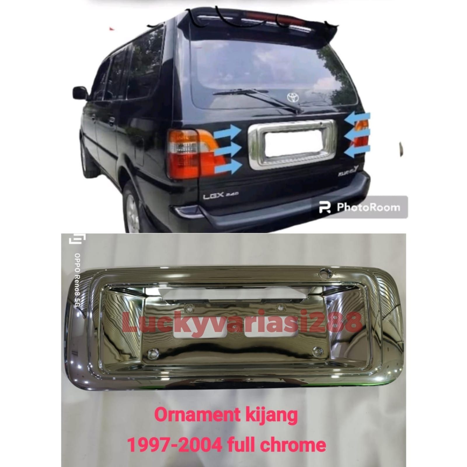 Ornament Plat Nomor List Bagasi Belakang Mobil Kijang New Lx