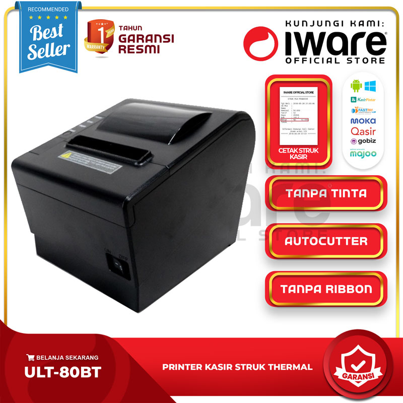 IWARE PRINTER KASIR THERMAL BLUETOOTH ULT 80BT RJ11 SUPPORT GOBIZ