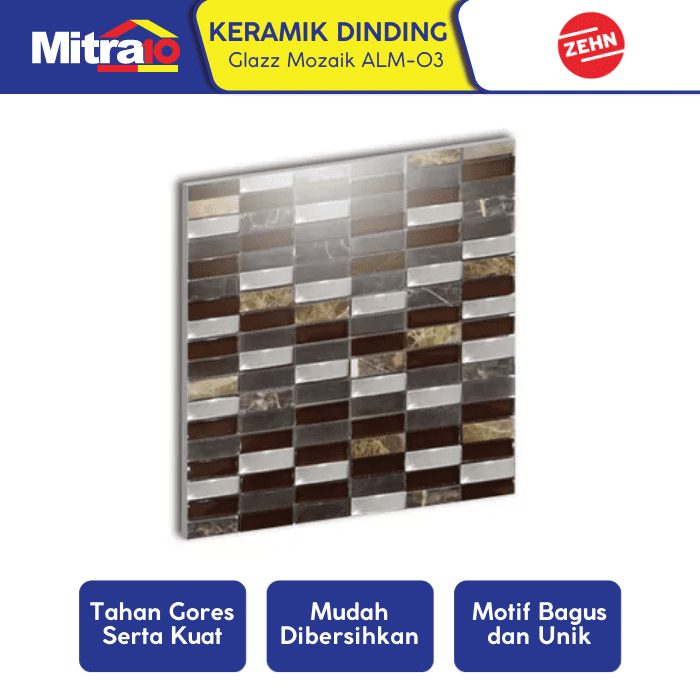 Zehn Keramik Dinding Dapur Glass Mozaik ALM 03 30x30 Cm Coklat Lazada