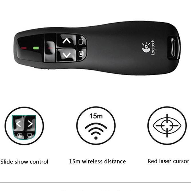 LOGITECH R400 Wireless PPT Presenter 2.4GHz USB Portable Handheld Presenter Remote Control