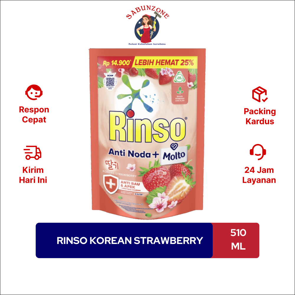 Detergen Cair Rinso Korean Strawberry 510 Ml Lazada Indonesia