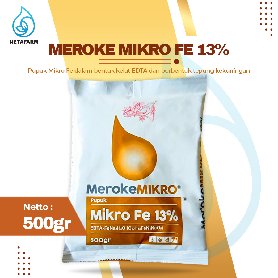 Meroke Mikro Fe EDTA 13 500 Gr Nutrisi Mikro Besi Hidroponik Grade