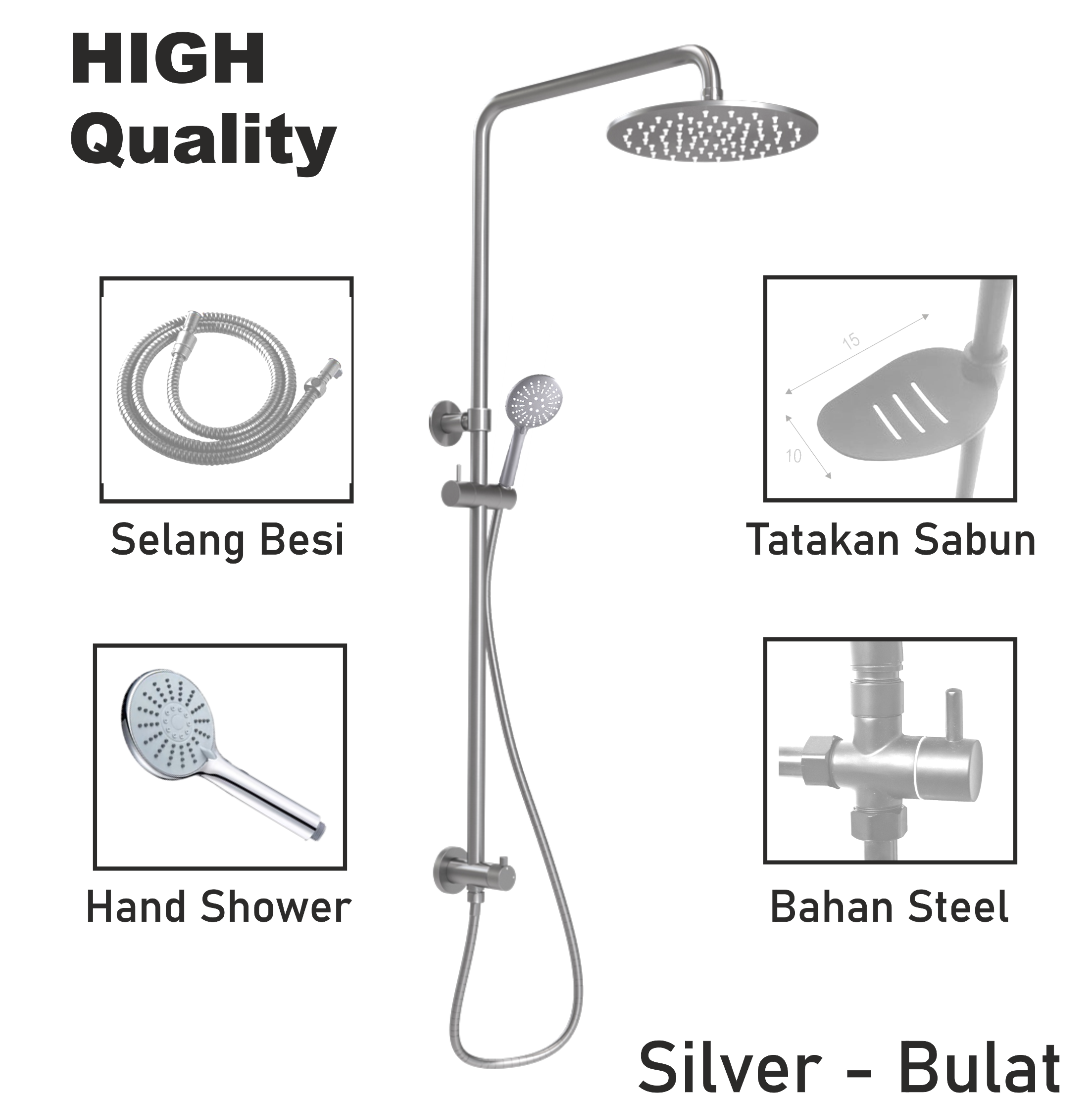 ES Shower 1 Set Paket Lengkap Shower Kamar Mandi Shower Bahan Abs Dan