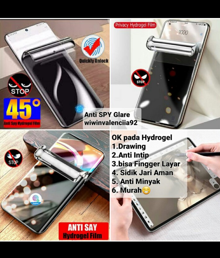 Hydrogel Anti Spy Black Matte Infinix Zero G Zero X Zero X G