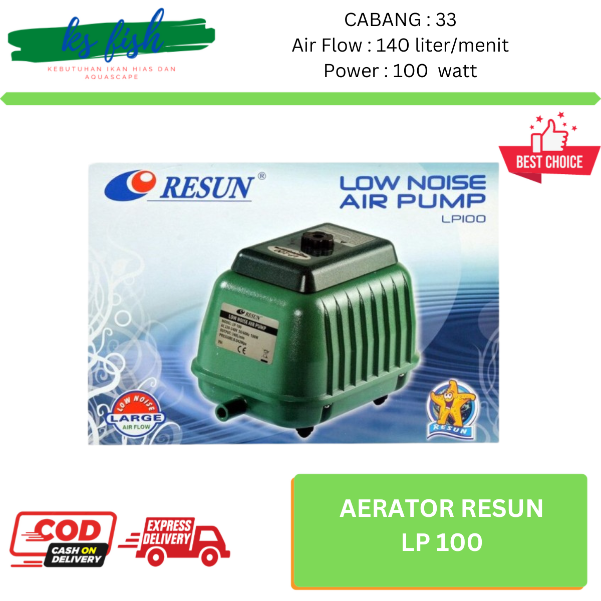 Resun Lp Pompa Udara Aerator Air Pump Aquarium Kolam Colokan