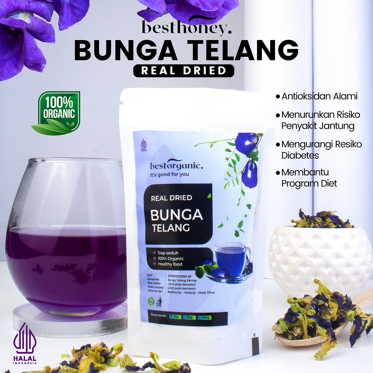 Best Honey Teh Bunga Telang Kering Gr Natural Dried Butterfly