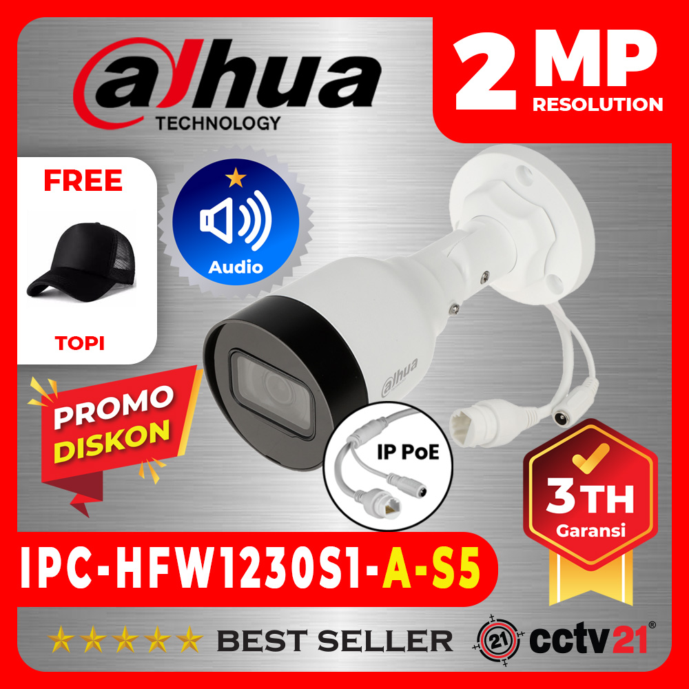 IP Camera Kamera Cctv Outdoor DAHUA 2MP Audio IPC HFW1230S1 A S5