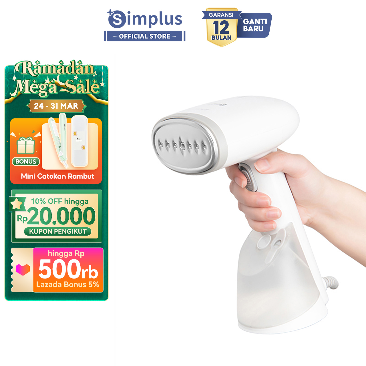 Simplus Setrika Uap Listrik Portable Tangki Air 250ml Rumah Tangga