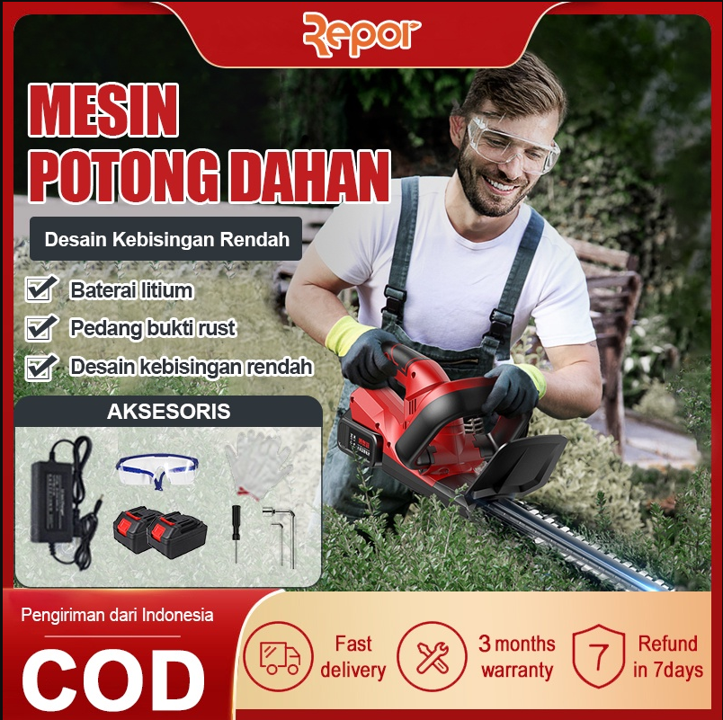 IRONHOOF 24Volt Mesin Potong Dahan Tanaman Cordless Hedge Trimmer Alat