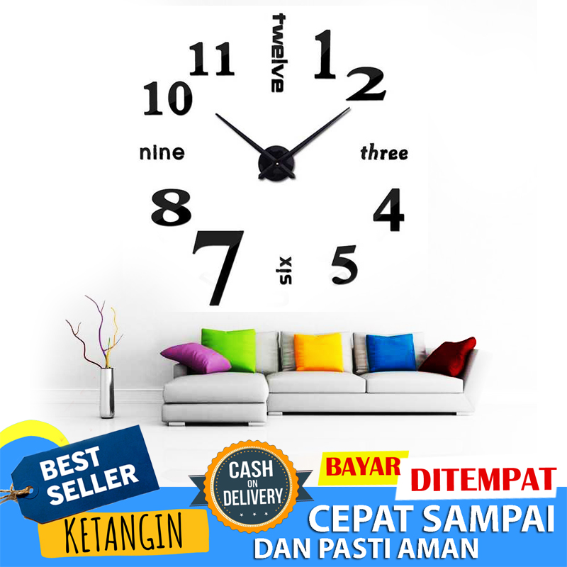 Jam Dinding Besar Ukuran Jumbo Tempel Dinding Diy Giant Clock Quartz