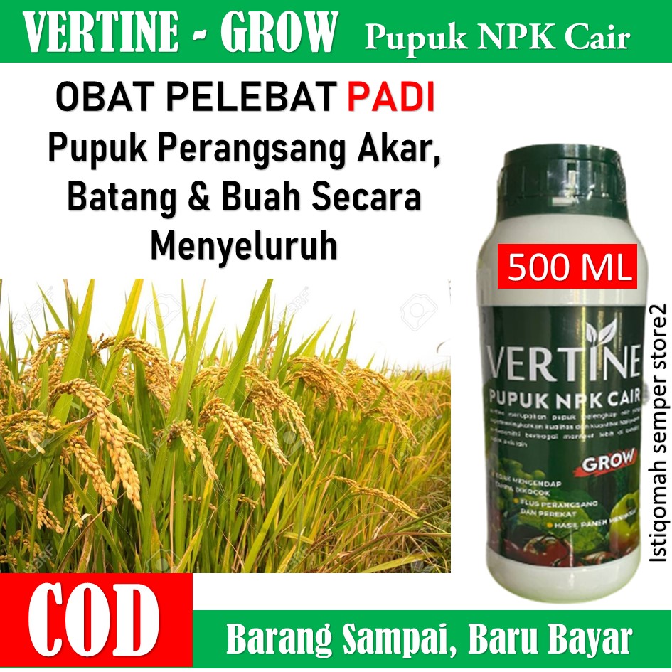 VERTINE Grow Pupuk NPK Cair 500 Ml Pupuk Pelebat Padi Murah VERTINE