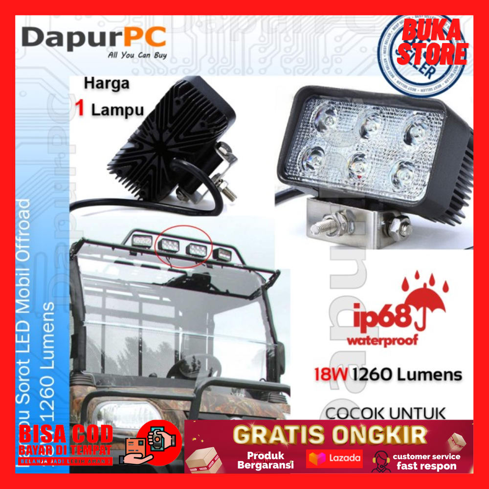 Lampu Sorot Led Mobil Motor Offroad Waterproof W Lumens Lampu