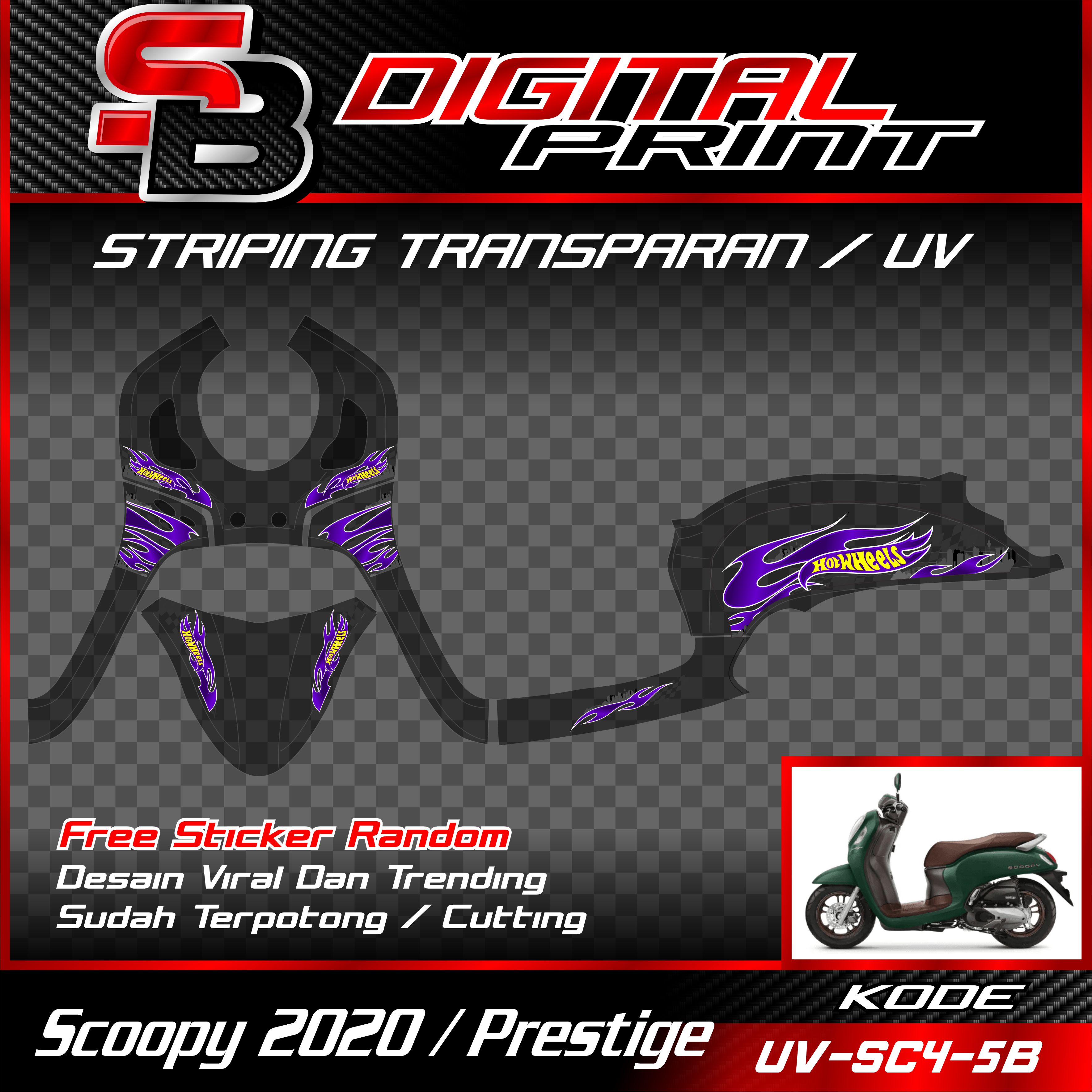 Striping Hot Wheels Scoopy Transparan Sticker Variasi Motor Scoopy