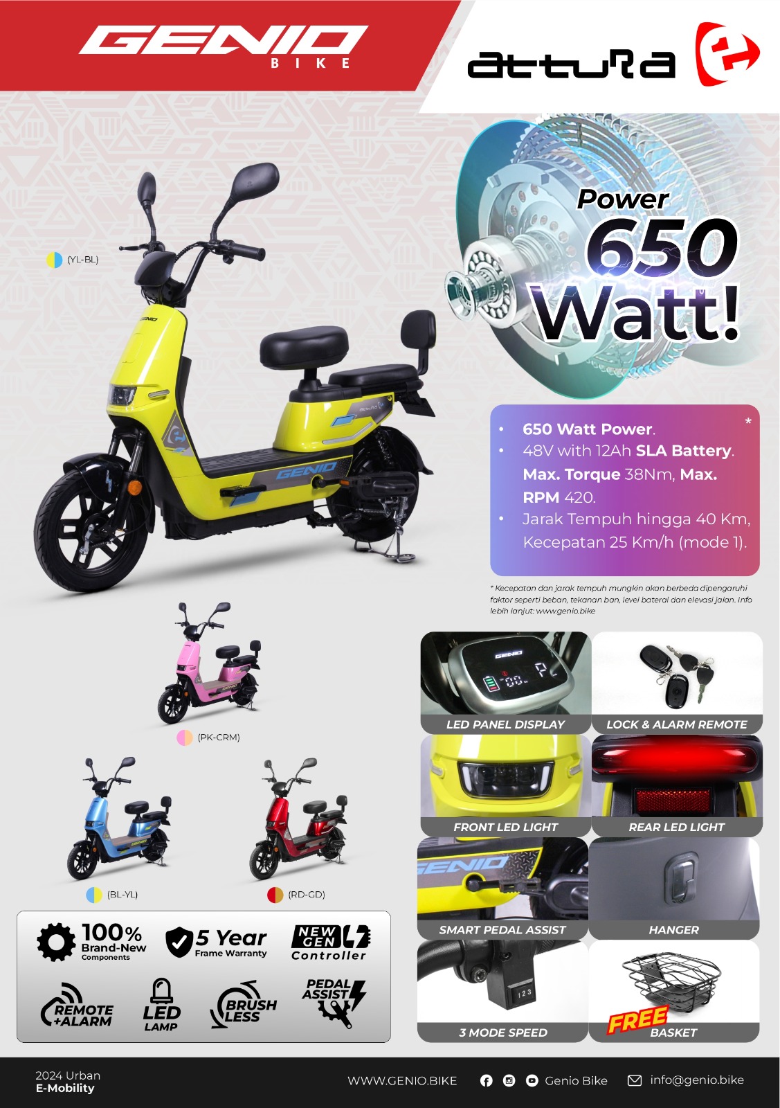 Sepeda Listrik United Bike Genio Attura E New Watt Lazada Indonesia