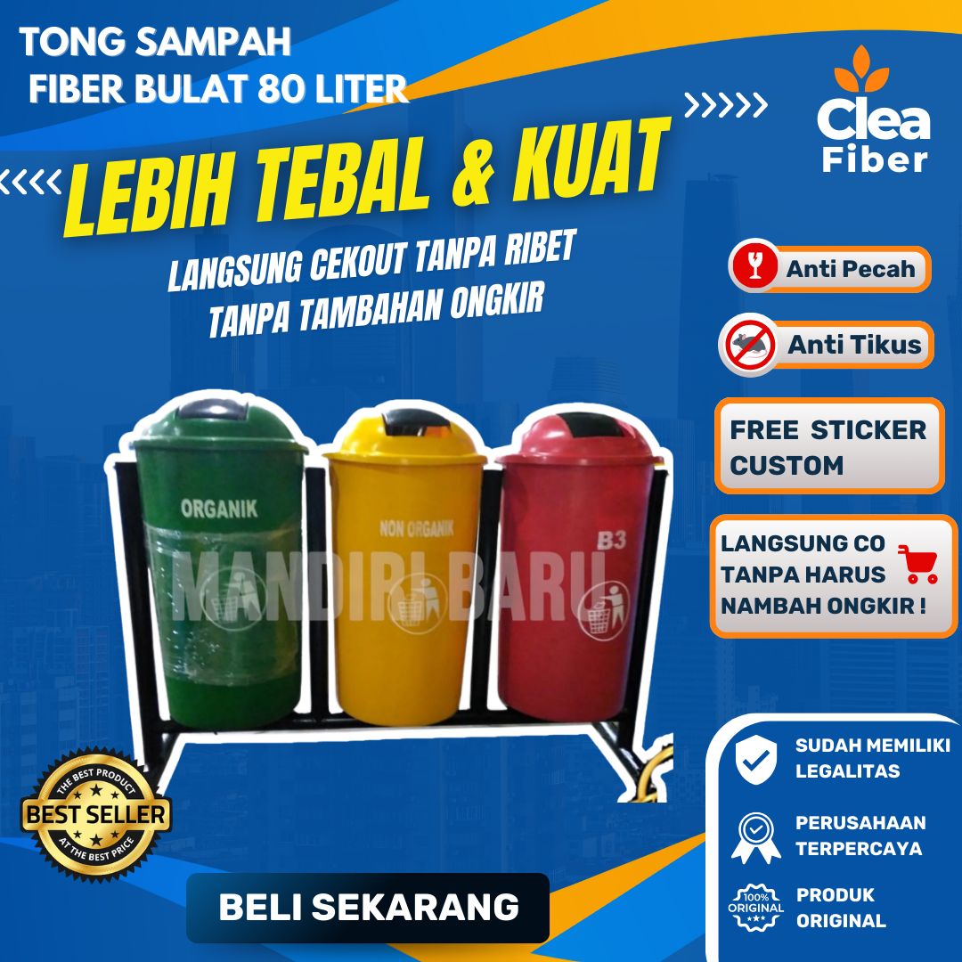 Tong Sampah Fiberglass Pilah Organik Anorganik L Pabrik Tempat