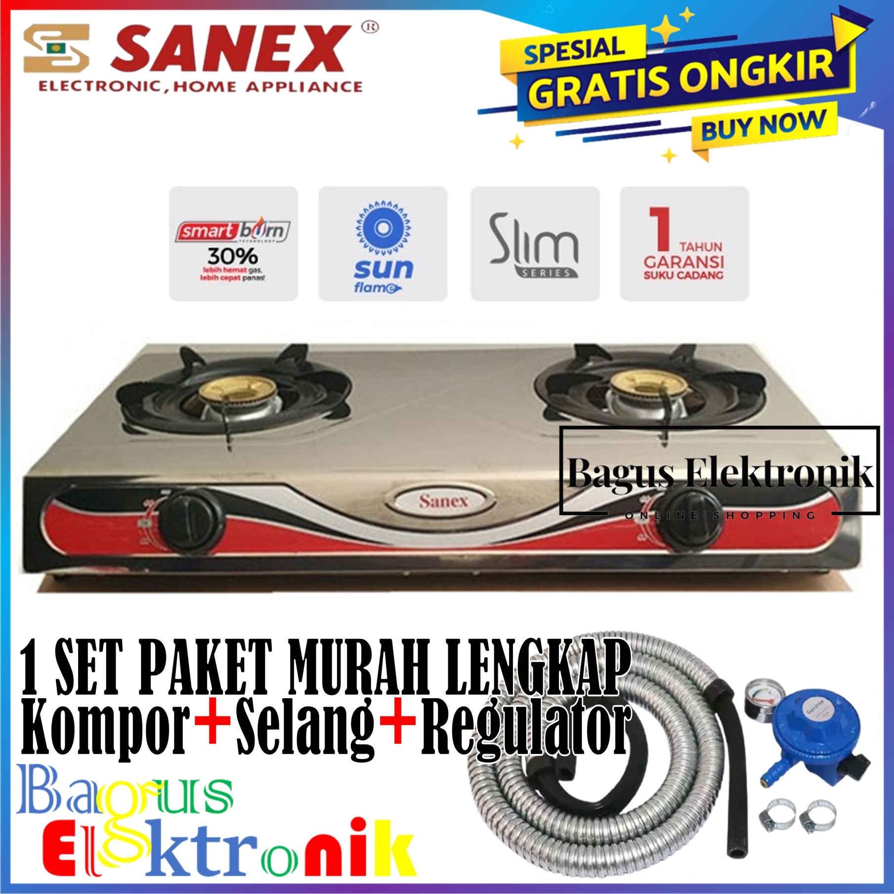 Kompor Sanex K S Kompor Gas Tungku Stainless Kompor Gas Tungku