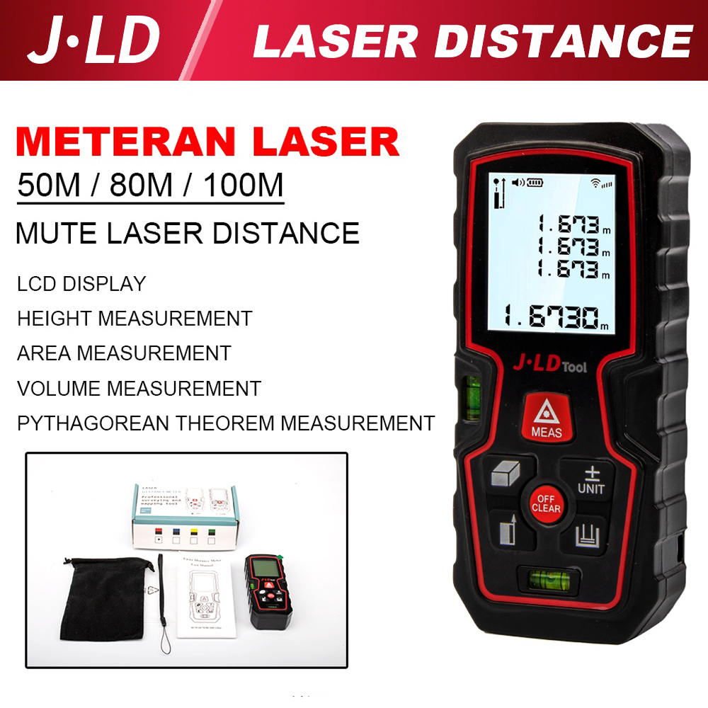 Laser Distance Meter Jld Alat Ukur Pengukur Jarak Meteran Digital Lcd