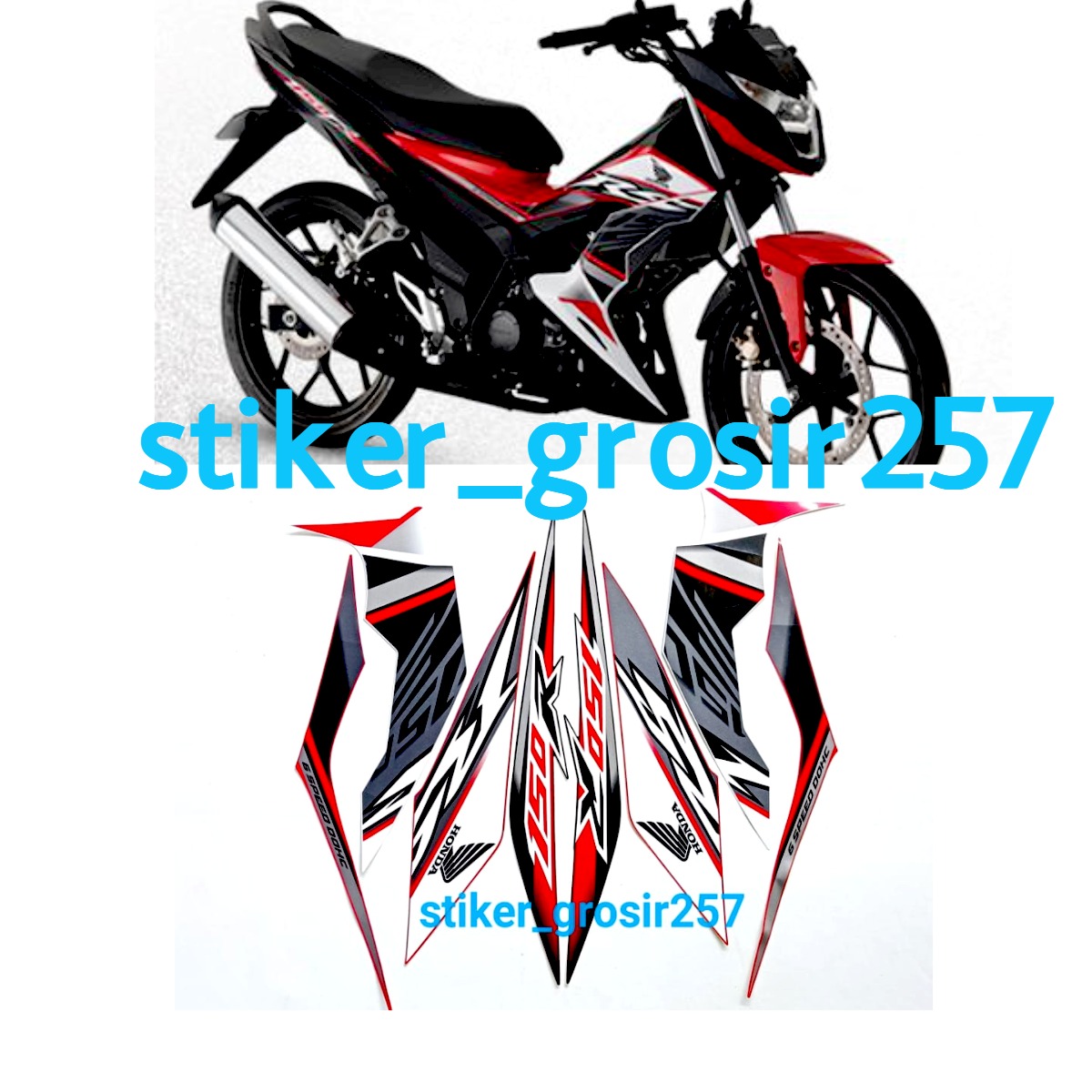 STIKER STRIPING LIS BODY HONDA SONIC 150 RS 2018 2019 HITAM PUTIH MERAH