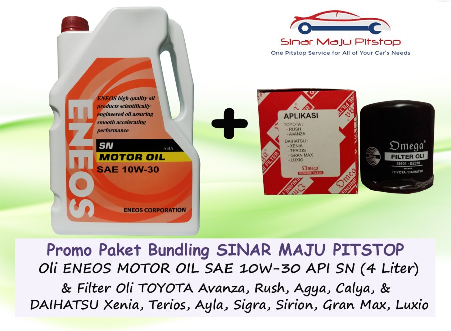 Paket Bundling Oli ENEOS OIL SAE 10W 30 API SN Original 4 Liter