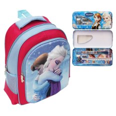 Onlan Tas Ransel Anak Karater Disney Frozen 3D Timbul dan Kotak Pensil Set