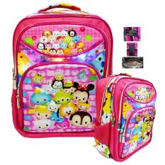 Onlan Tas LAMPU Ransel SD Ukuran 3 Kantung Besar Karakter Tsum Tsum Unik dan Lucu Import - Pink