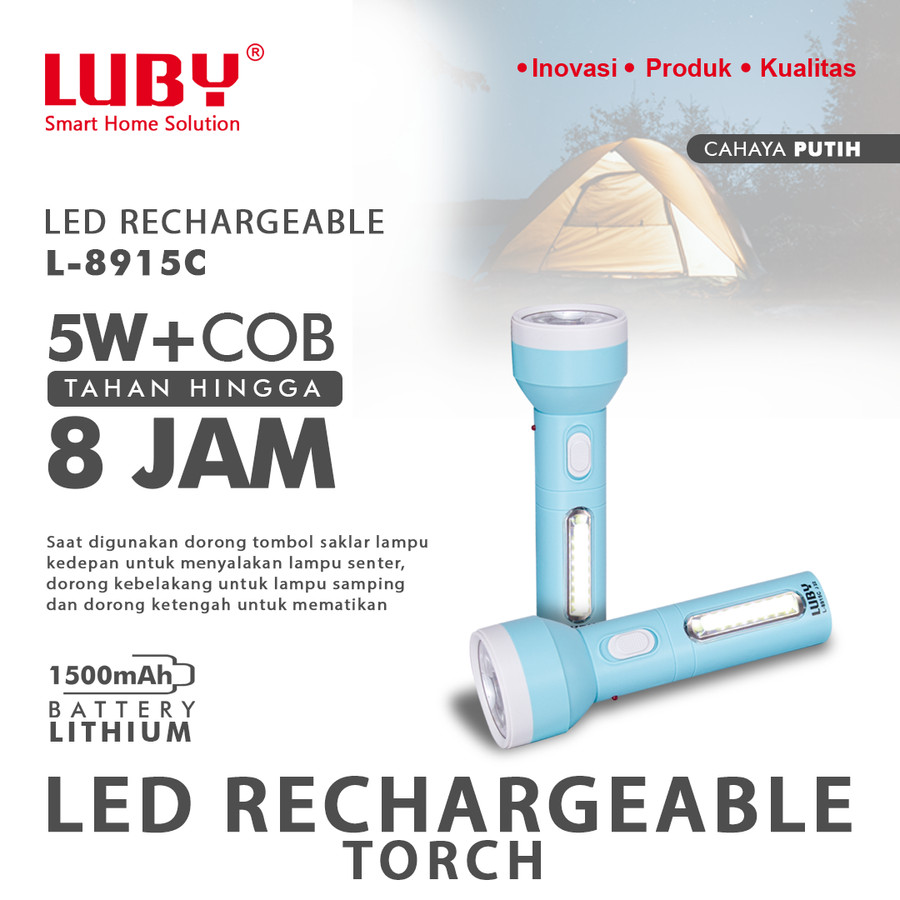 Luby Lampu Senter Led L C W W Cob Led Super Terang Rechargeable