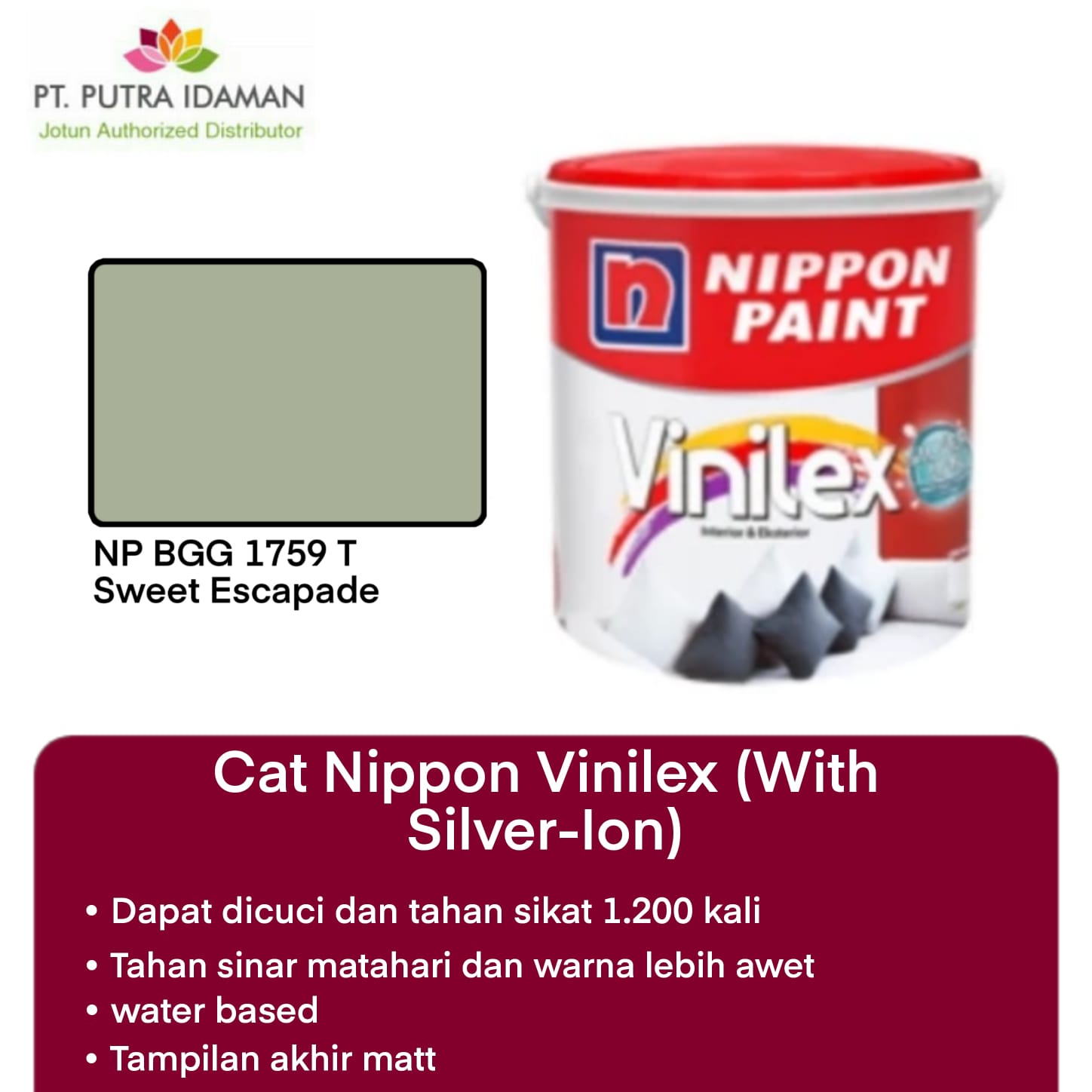 CAT INTERIOR NIPPON PAINT VINILEX SWEET ESCAPADE BGG 1759T Lazada