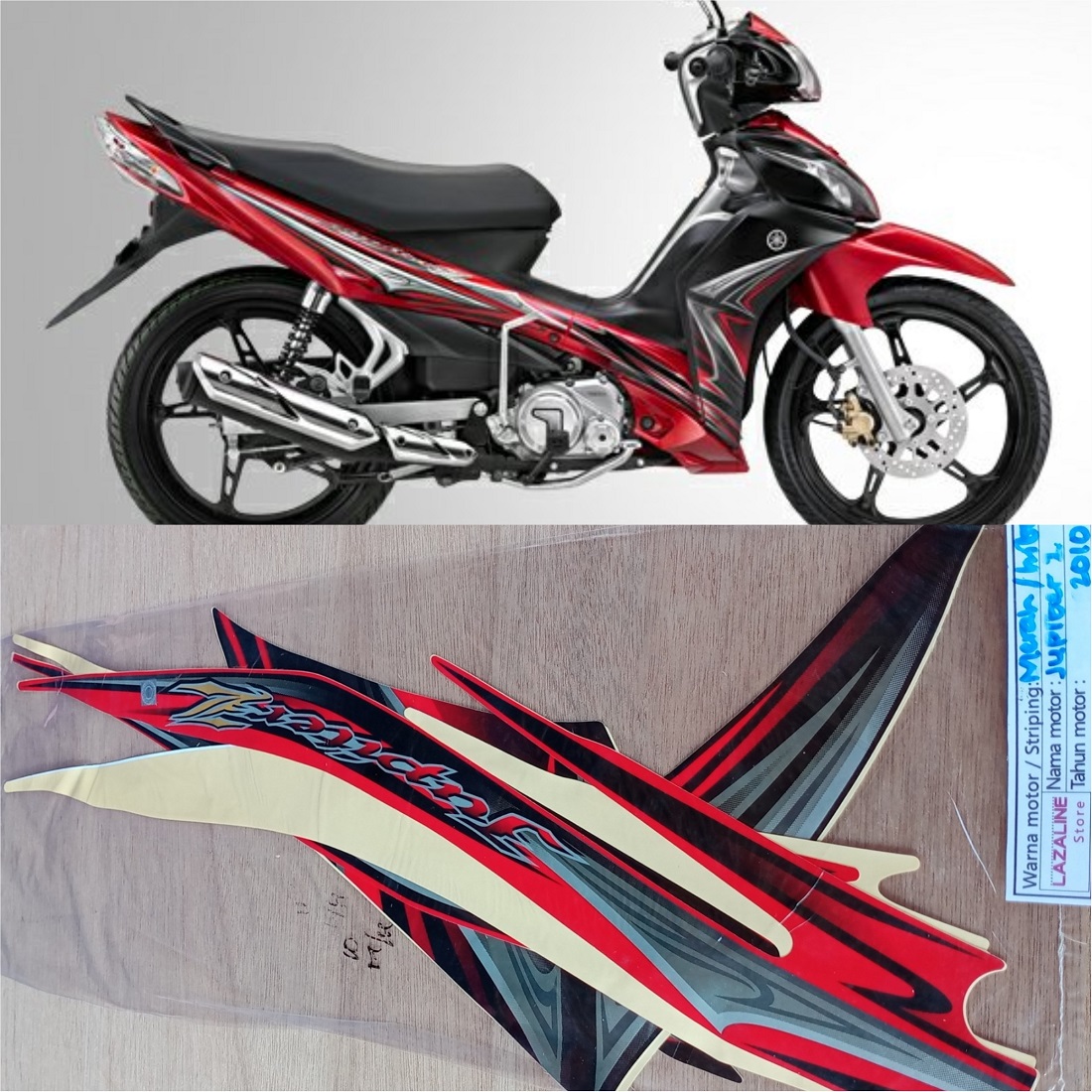 Striping Stiker Lis Standar Motor Yamaha Jupiter Z Merah Hitam