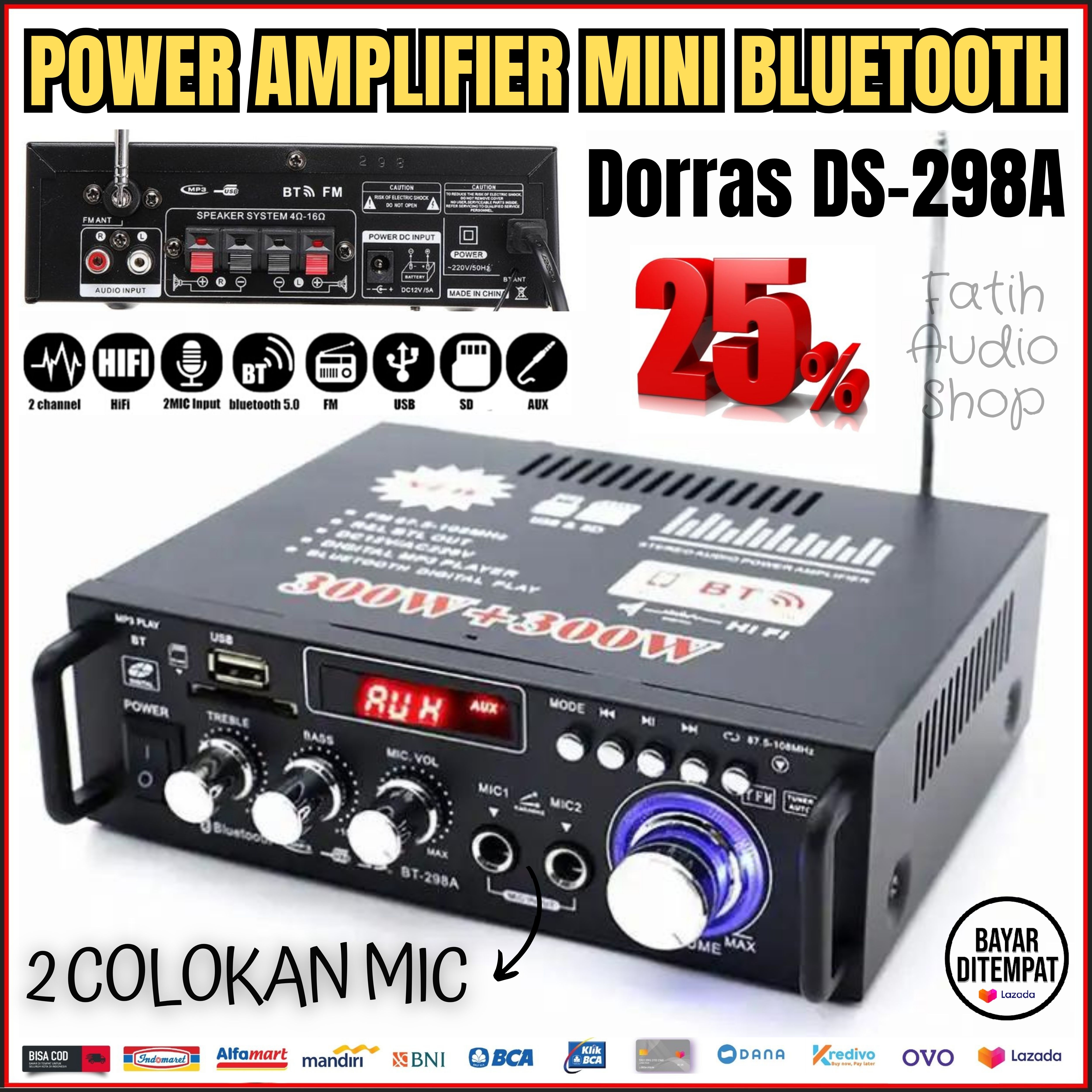 Amplifier Mini Bluetooth Dorras Ds A Bass Trable Streo Karaoke Audio