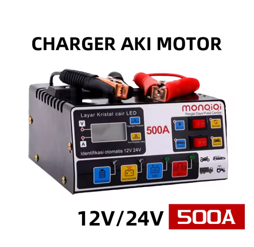 400W Pengisi Daya Aki Mobil 3800A 12 24V Tugas Berat Pengisian Cepat