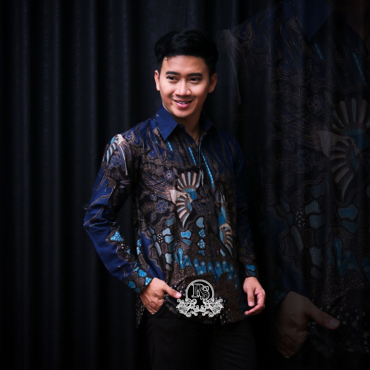 Baju Kemeja Batik Pria Lengan Panjang Modern Motif Sekar Jagad Size M L