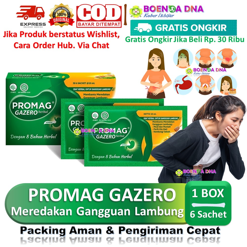 Cod Promag Gazero Herbal Box Isi Sachet Mengatasi Masalah Lambung