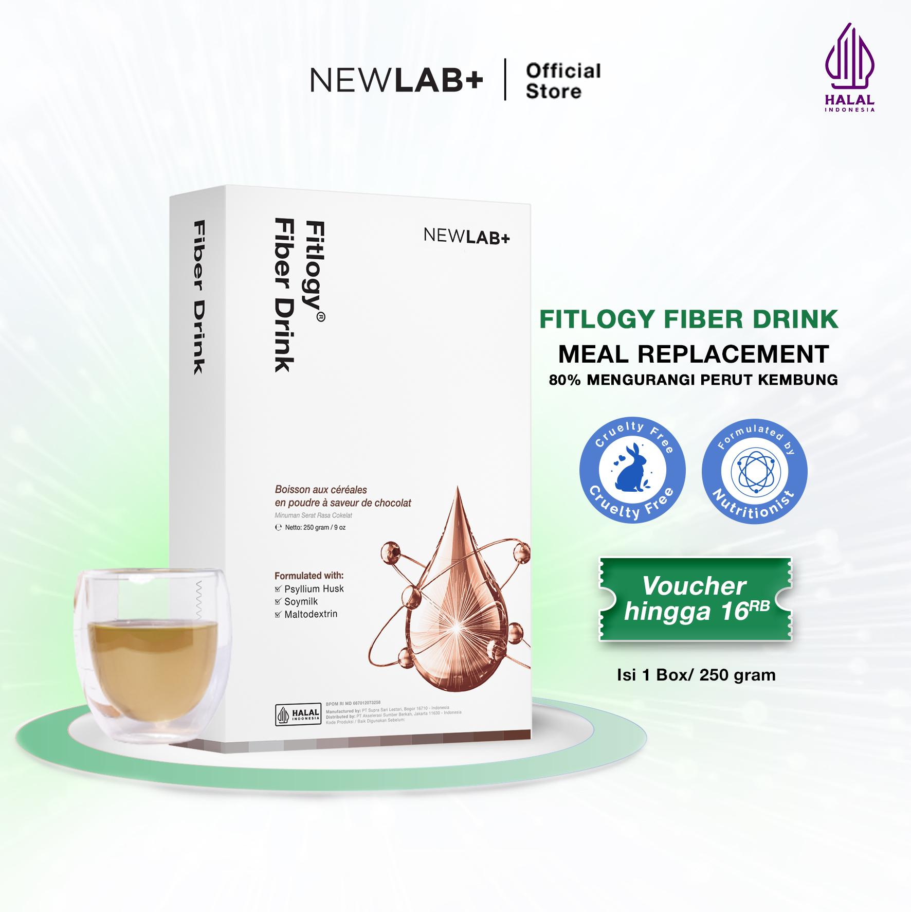 NEWLAB Fitlogy Fiber Drink Choco Minuman Tinggi Serat Pangan Fiber