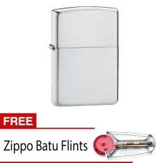 OHOME COMBO Zippo Korek Api Anti Angin TOX Polos Silver Korek Api + Batu Flints
