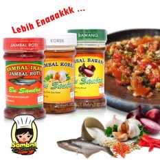 Sambal Bu Sandra Extra Pedas/Gurih/Nikmat/Rasa Bawang/Korek/Jambal Roti / Paket Praktis Isi 3 Botol