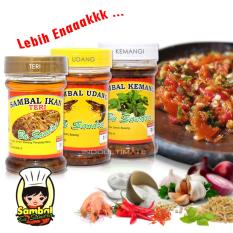 Sambal Bu Sandra Extra Pedas/Gurih/Nikmat/Rasa Kemangi/Udang/Teri / Paket Praktis Isi 3 Botol