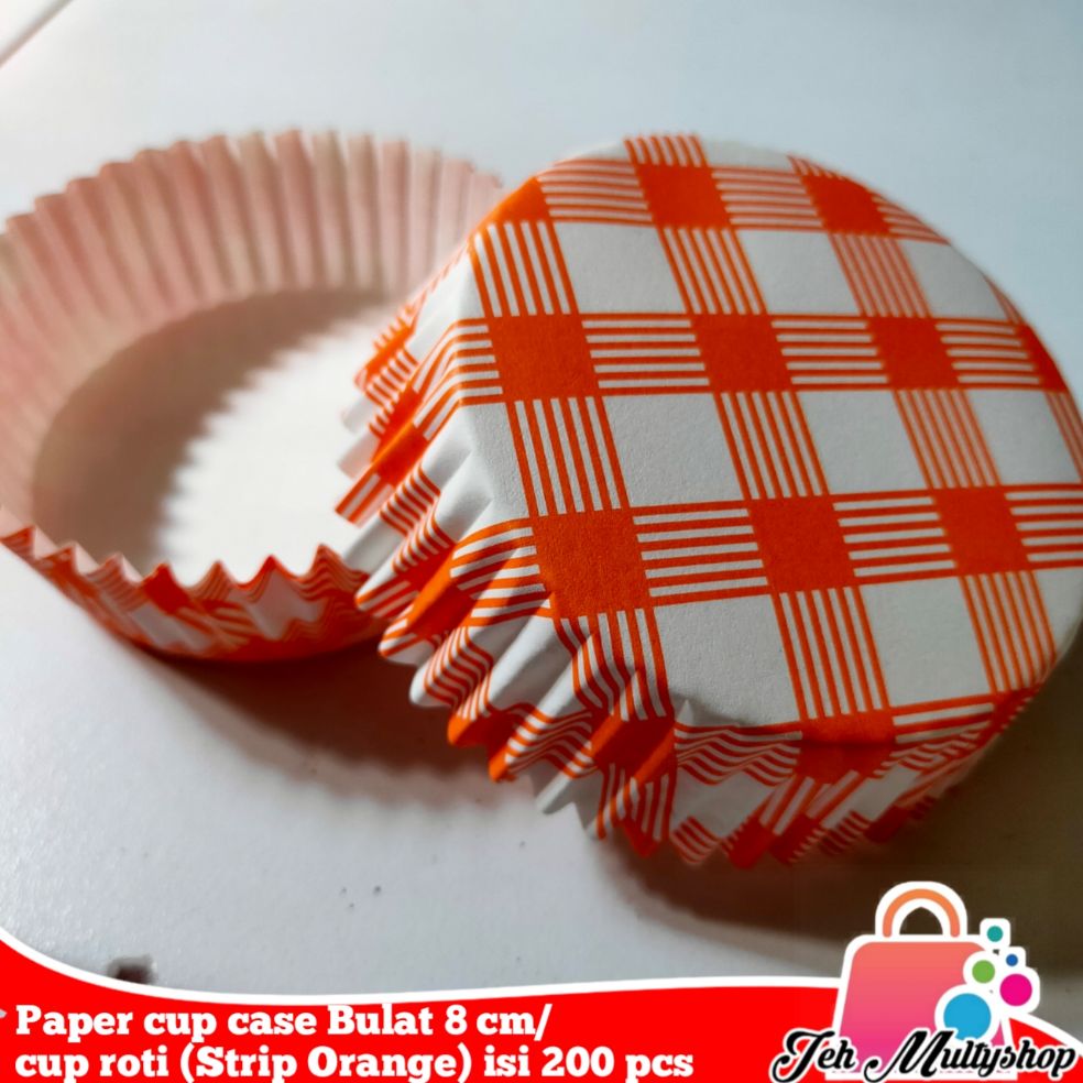 Paper Cup Case Bulat 8 Cm Cup Roti Strip Orange Isi 200 Pcs Lazada