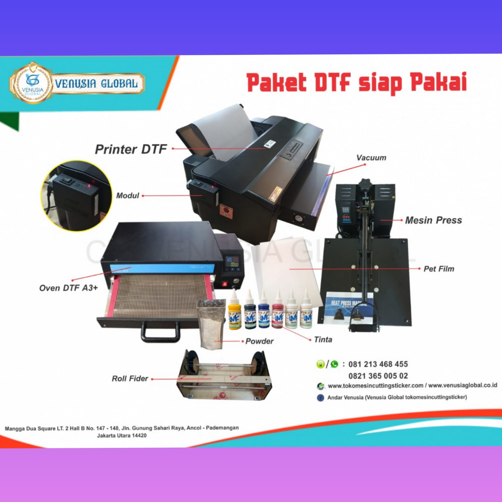 Paket Usaha Digital Sablon Print DTF A3 Modul Roll To Roll Vacum Oven