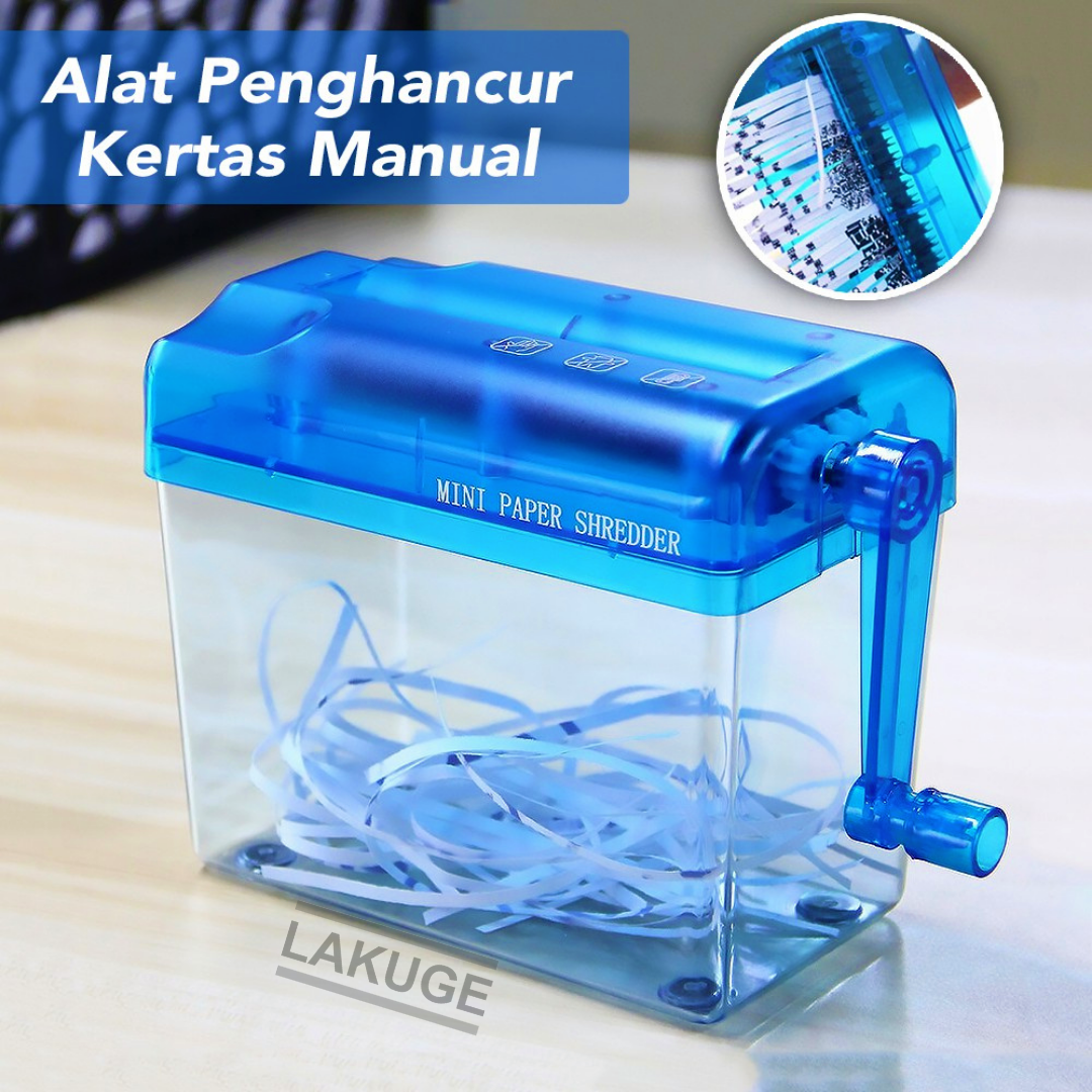 Penghancur Kertas Manual Hand Operated Paper Shredder 4 5L Blue