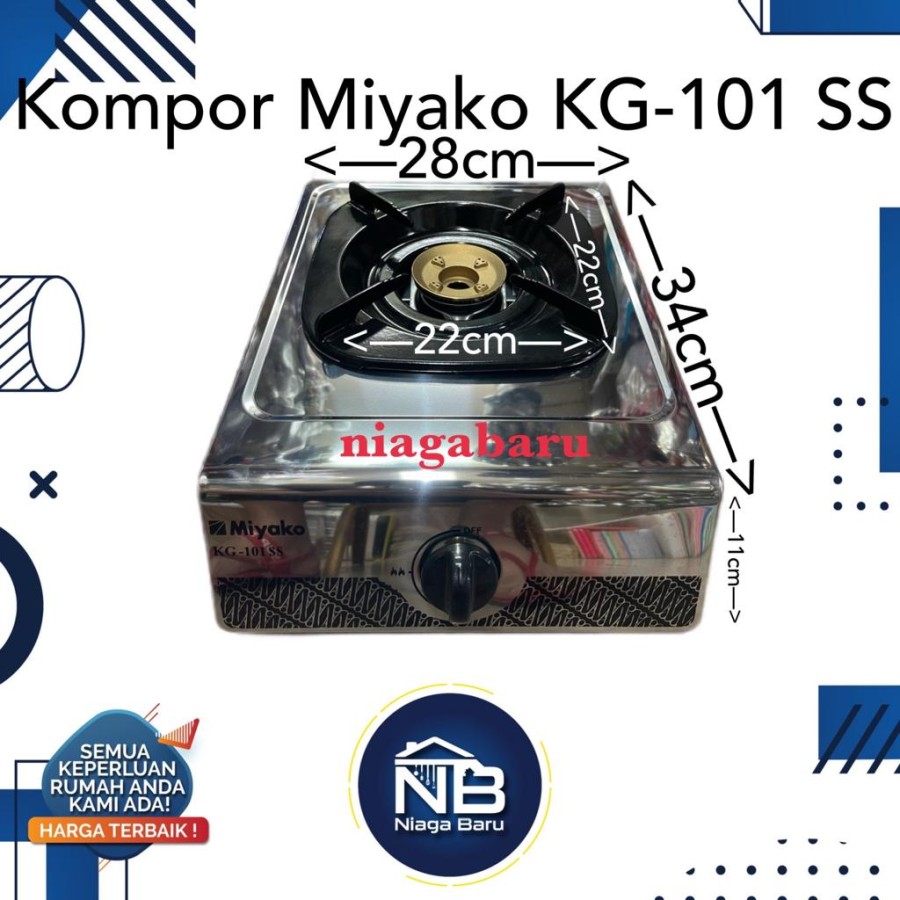 Miyako Kompor Gas 1 Tungku KG 101 SS Stainless Steel Gas Stove Murah